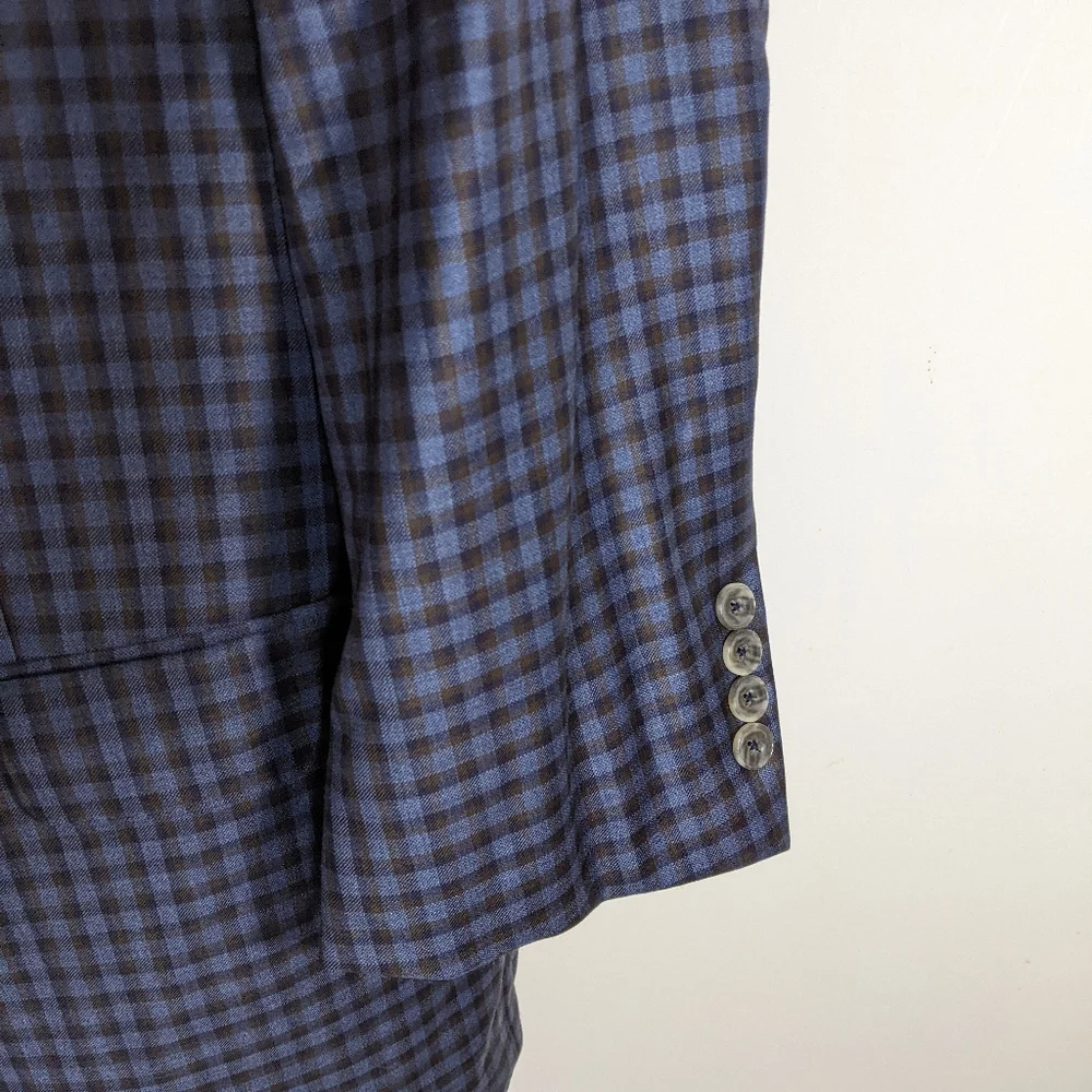Mens Blue Plaid Blazer 51 Virgin Wool J Hilburn New with Tags - Picture 13 of 13